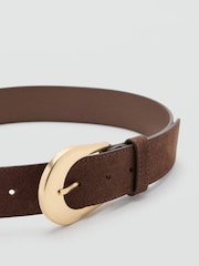 Mango Brown Suede Gold Buckle Belt - Image 3 of 4