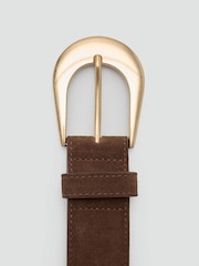 Mango Brown Suede Gold Buckle Belt - Image 4 of 4