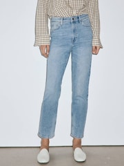 Mango Blue High Waisted Cropped Straight Leg Jeans - Image 3 of 7