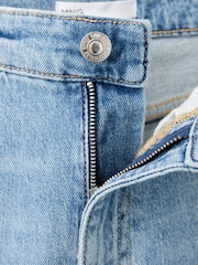 Mango Blue High Waisted Cropped Straight Leg Jeans - Image 7 of 7
