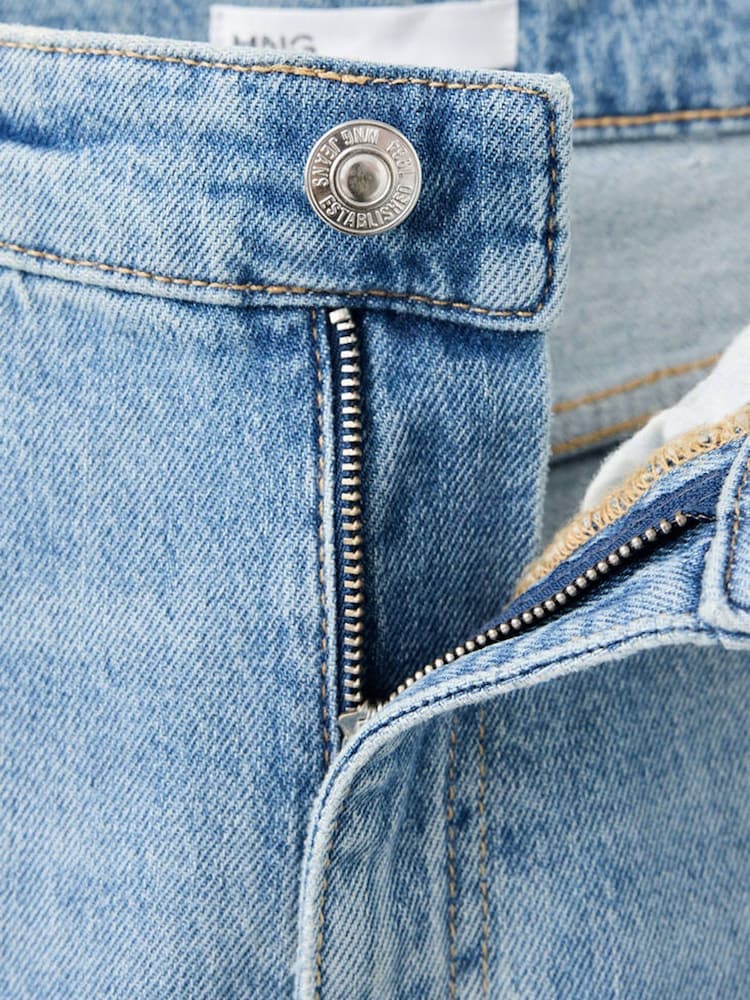 Mango Blue High Waisted Cropped Straight Leg Jeans - Image 7 of 7