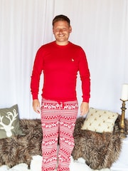 The Little Tailor Mens Reindeer Christmas Fair Isle Pattern Pyjamas - Image 1 of 8