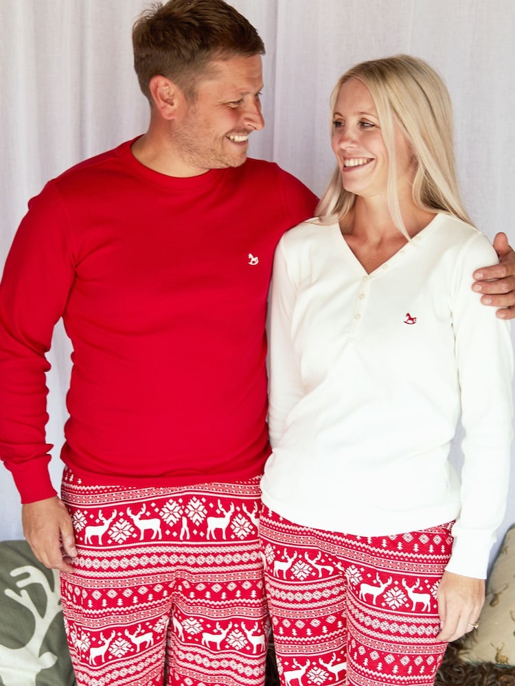 The Little Tailor Mens Reindeer Christmas Fair Isle Pattern Pyjamas - Image 2 of 8