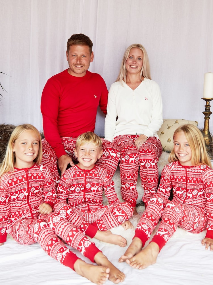 The Little Tailor Ladies Reindeer Christmas Fairisle Pattern Pyjamas - Image 3 of 6