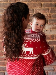 The Little Tailor Womens Christmas 100% Cotton Reindeer Fairisle Pattern Jumper - Image 2 of 6