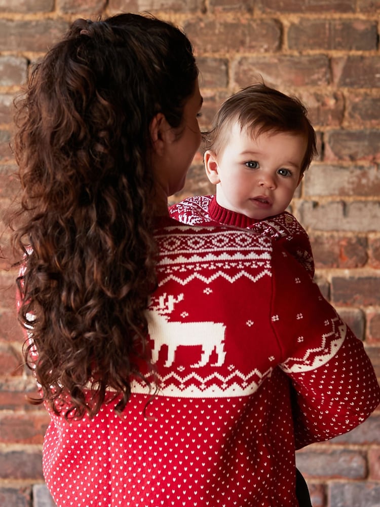 The Little Tailor Womens Christmas 100% Cotton Reindeer Fairisle Pattern Jumper - Image 2 of 6