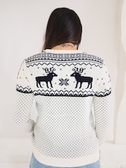 The Little Tailor Womens Christmas 100% Cotton Reindeer Fairisle Pattern Jumper - Image 3 of 4