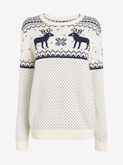 The Little Tailor Womens Christmas 100% Cotton Reindeer Fairisle Pattern Jumper - Image 4 of 4