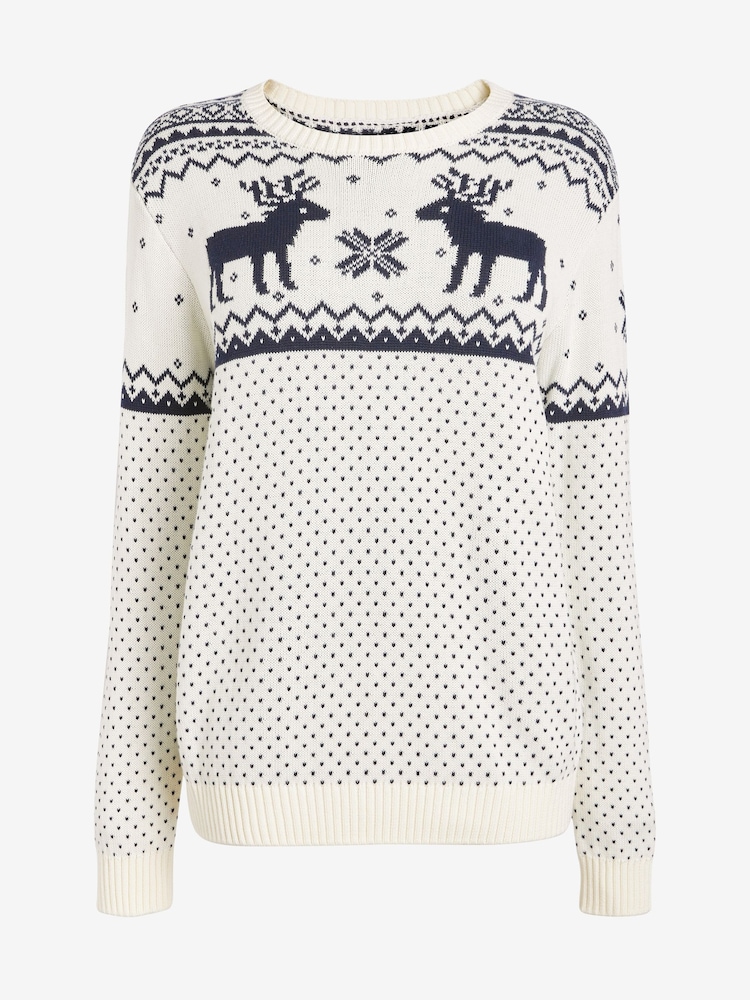 Cream - The Little Tailor Ženski božič 100% Cotton Reindeer s fairskim vzorcem pulover - Slika 4 iz 4 Cream - The Little Tailor Ženski božič 100% Cotton Reindeer s fairskim vzorcem pulover - Slika 4 iz 4