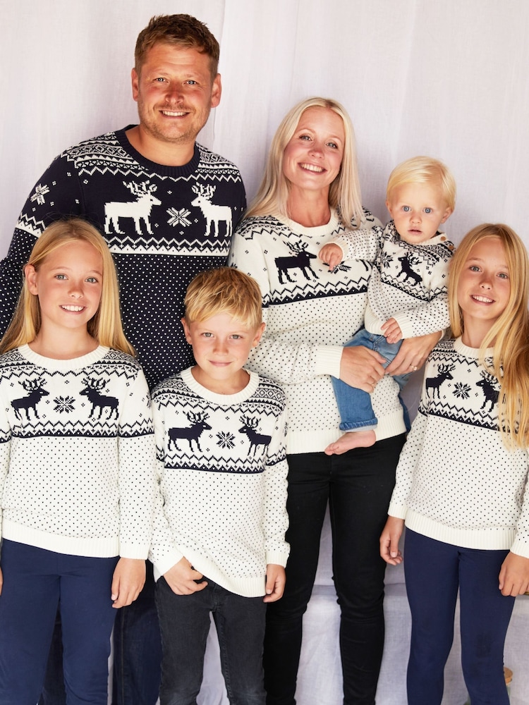 The Little Tailor Cream Christmas Reindeer Fairisle Pattern Jumper - Image 5 of 5