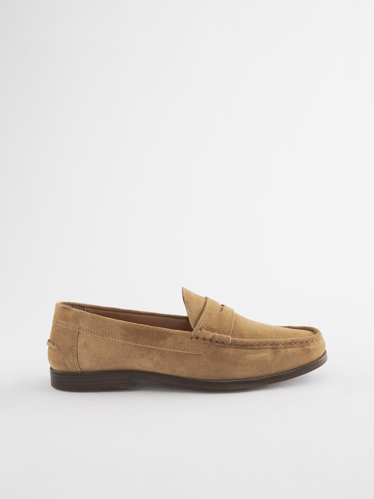 Marron fauve en daim - Ajustement régulier - Loafers Penny - Image 3 of 10