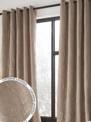 Catherine Lansfield Grey Velvet Pinsonic Leaf Thermal Curtains - Image 1 of 5