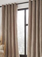Catherine Lansfield Grey Velvet Pinsonic Leaf Thermal Curtains - Image 2 of 5