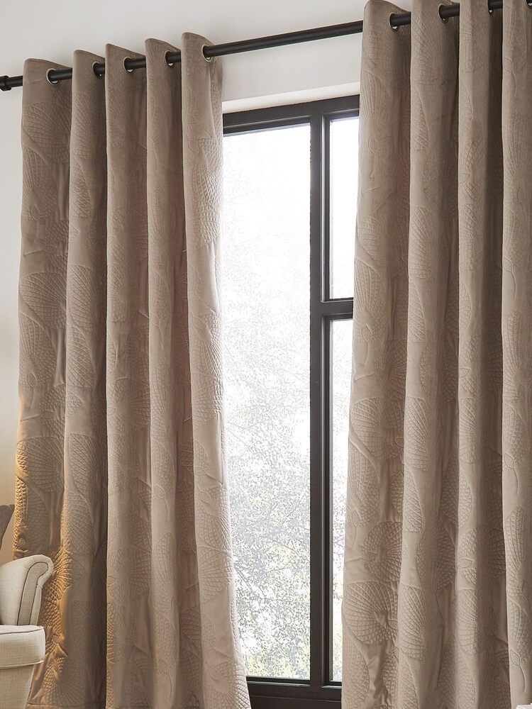 Catherine Lansfield Grey Velvet Pinsonic Leaf Thermal Curtains - Image 2 of 5 Catherine Lansfield Grey Velvet Pinsonic Leaf Thermal Curtains - Image 2 of 5