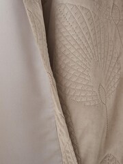 Catherine Lansfield Grey Velvet Pinsonic Leaf Thermal Curtains - Image 5 of 5