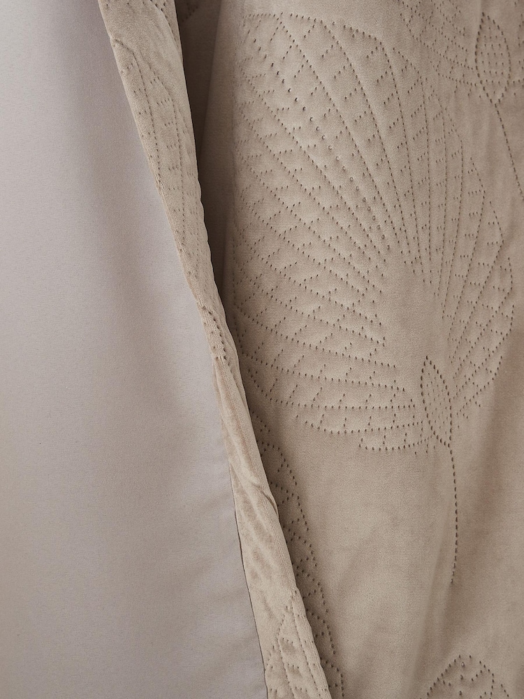 Catherine Lansfield Grey Velvet Pinsonic Leaf Thermal Curtains - Image 5 of 5