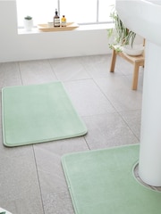 Catherine Lansfield Light Green Anti-Bacterial Memory Foam Bath Mat And Pedestal Mat - Image 1 of 1