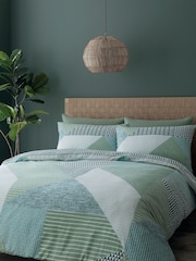 Catherine Lansfield Green Larsson Geo Duvet Cover and Pillowcase Set - Image 1 of 5