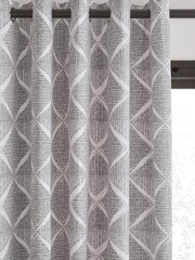 Catherine Lansfield Grey Geo Textured Diamond Eyelet Curtains - Image 2 of 4