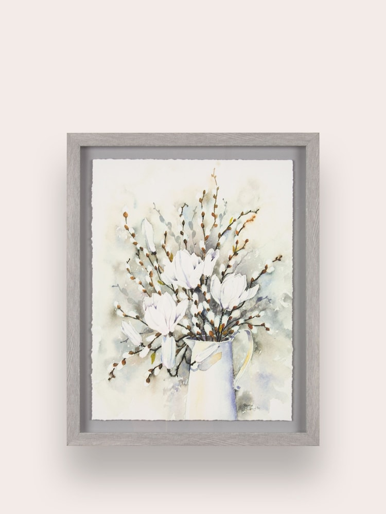 Laura Ashley Grey Pussy Willow in Vase Framed Print - Image 2 of 4