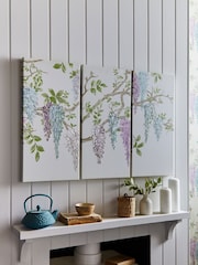 Laura Ashley Set of 3 Purple Wisteria Garden Printed Canvases - Image 1 of 3