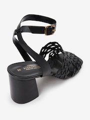 Black Signature Weave Block Heel Sandals - Image 2 of 5