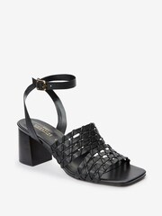 Black Signature Weave Block Heel Sandals - Image 4 of 5