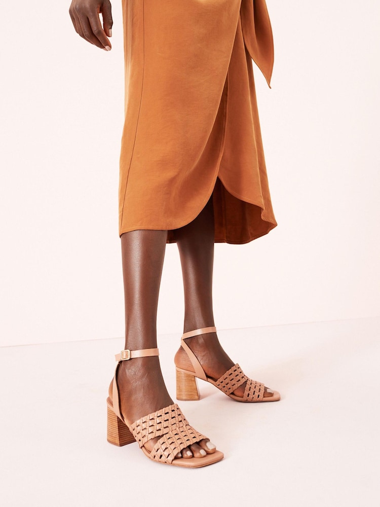 Camel Signature Weave Block Heel Sandals - Image 2 of 9