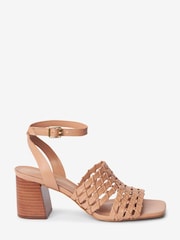 Camel Signature Weave Block Heel Sandals - Image 5 of 9