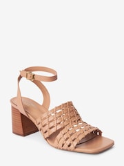 Camel Signature Weave Block Heel Sandals - Image 6 of 9