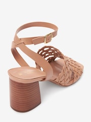 Camel Signature Weave Block Heel Sandals - Image 7 of 9