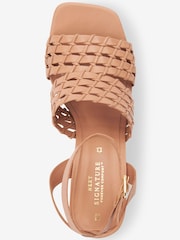 Camel Signature Weave Block Heel Sandals - Image 8 of 9