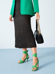 Green Signature Leather Soft Tie Sandals - Image 1 of 1