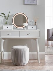 White Gloss LED Mirror Console Dressing Table - Image 1 of 11