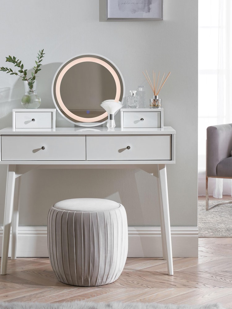 White Gloss LED Mirror Console Dressing Table - Image 1 of 11