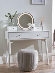 White Gloss LED Mirror Console Dressing Table - Image 3 of 11