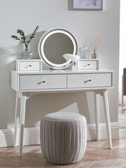 White Gloss LED Mirror Console Dressing Table - Image 4 of 11