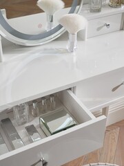 White Gloss LED Mirror Console Dressing Table - Image 5 of 11