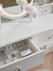 White Gloss LED Mirror Console Dressing Table - Image 7 of 11