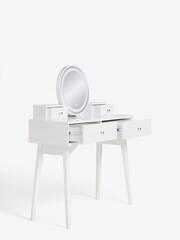 White Gloss LED Mirror Console Dressing Table - Image 9 of 11