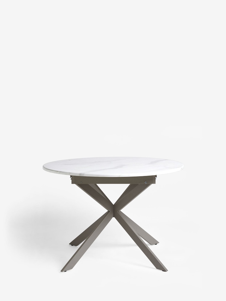 White Marble Effect Extending Dining Table - Image 2 of 8