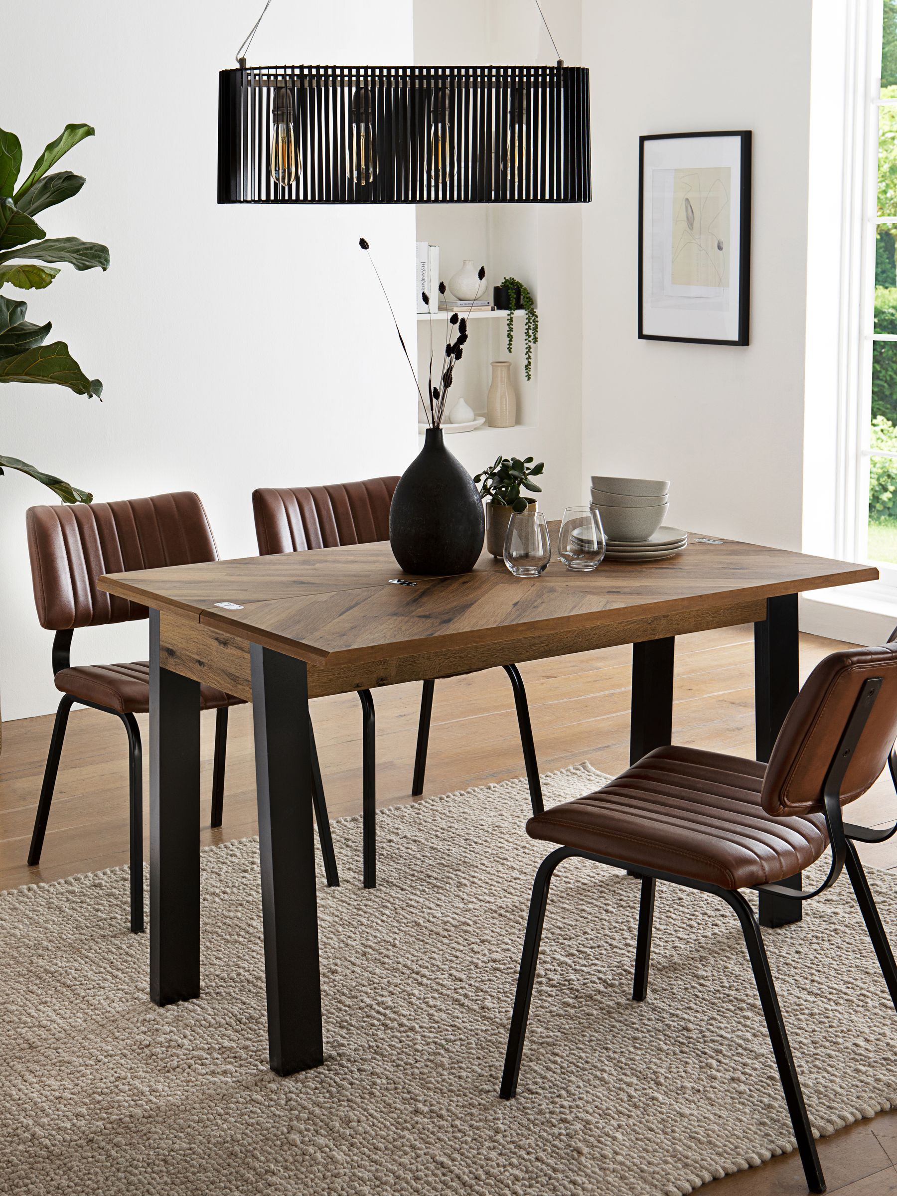 Dark Bronx Oak Effect Console Dining Table Laura Ashley