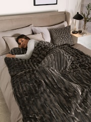 Grey Faux Fur Weighted Blanket - Image 5 of 6