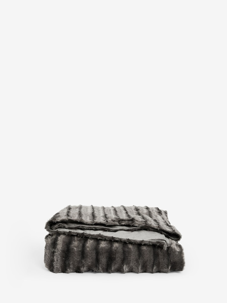 Grey Faux Fur Weighted Blanket - Image 6 of 6