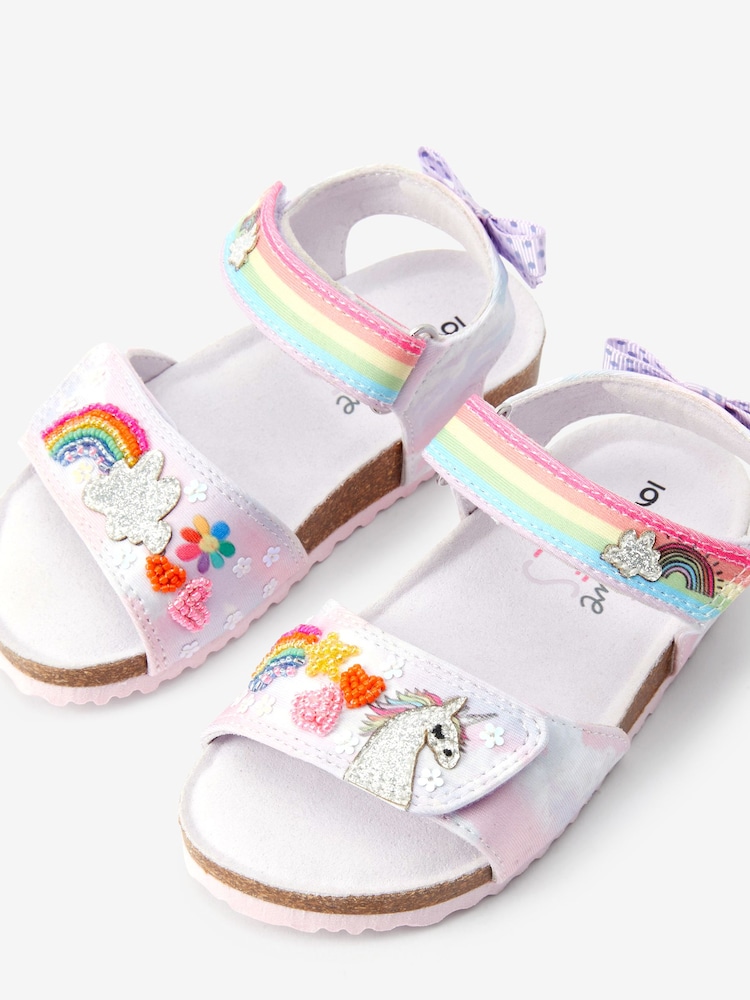 Lilac Purple Unicorn Standard Fit (F) Adjustable Strap Corkbed Sandals - Image 9 of 9