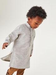 Grey Regular Length Embroidered Boys Kurta (3mths-7yrs) - Image 1 of 9
