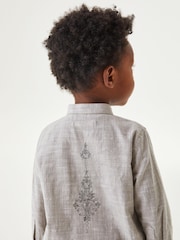 Grey Regular Length Embroidered Boys Kurta (3mths-7yrs) - Image 3 of 9