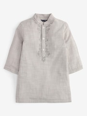 Grey Regular Length Embroidered Boys Kurta (3mths-7yrs) - Image 6 of 9