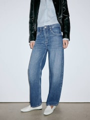 Mango Blue High Waisted Barrell Leg Jeans - Image 1 of 6