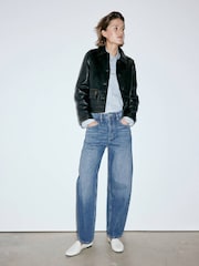 Mango Blue High Waisted Barrell Leg Jeans - Image 2 of 6